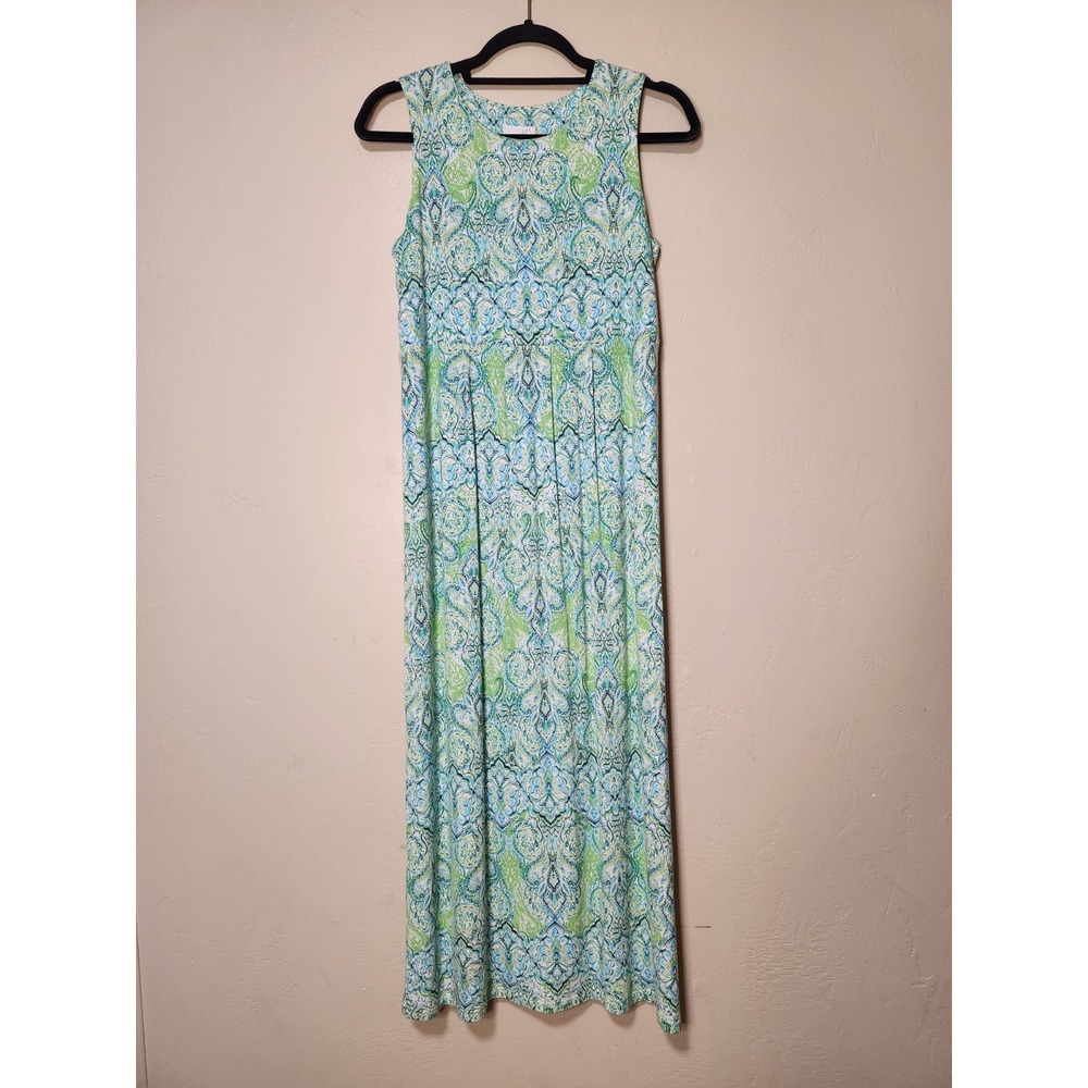 J.Jill Green Floral Maxi Dress Sleeveless Womens Size XS NWOT - Picture 1 of 4